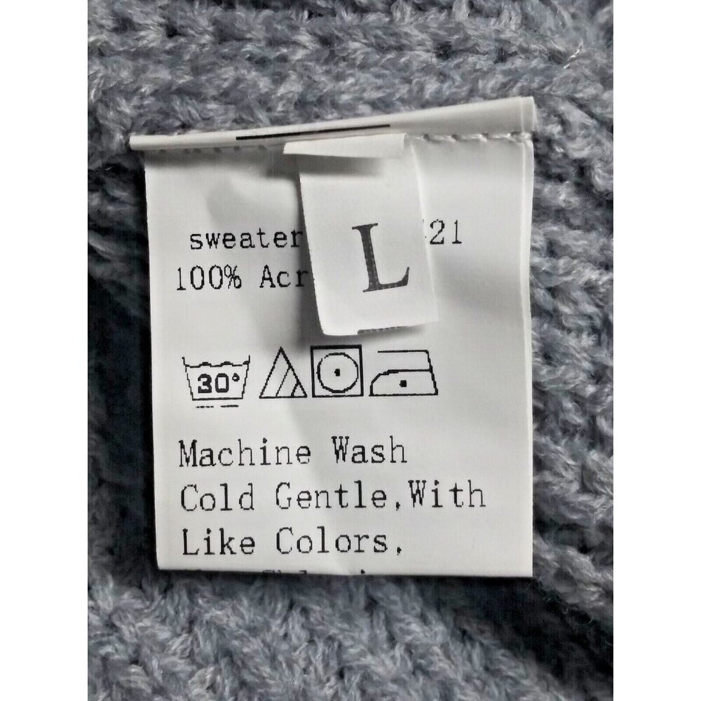 NWOT Womens Cropped cowlneck Sweater Lantern Sleeve Sz L Knit Pullover Gray NEW - Picture 7 of 9